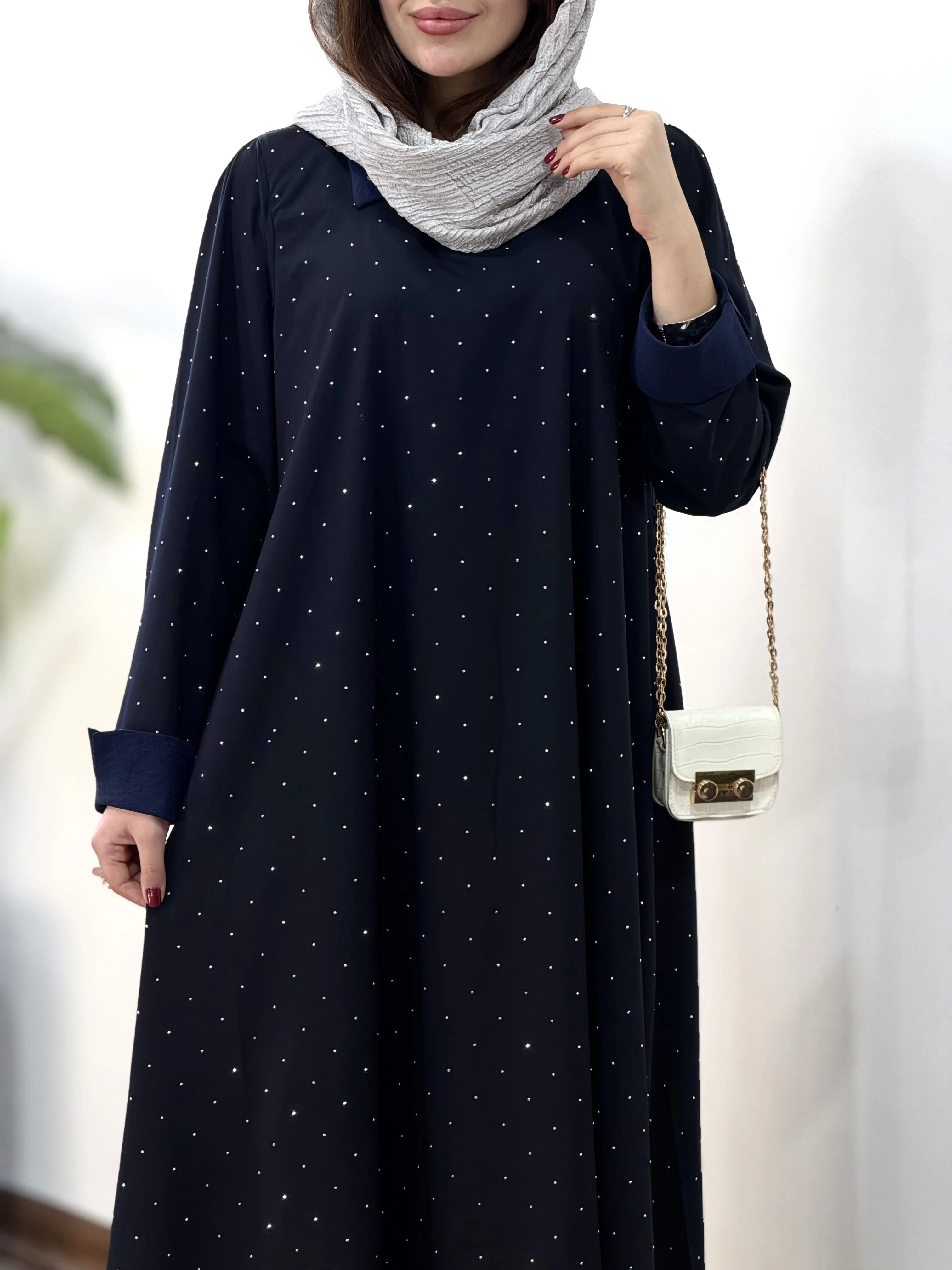 پیراهن مانتویی بلند نگین